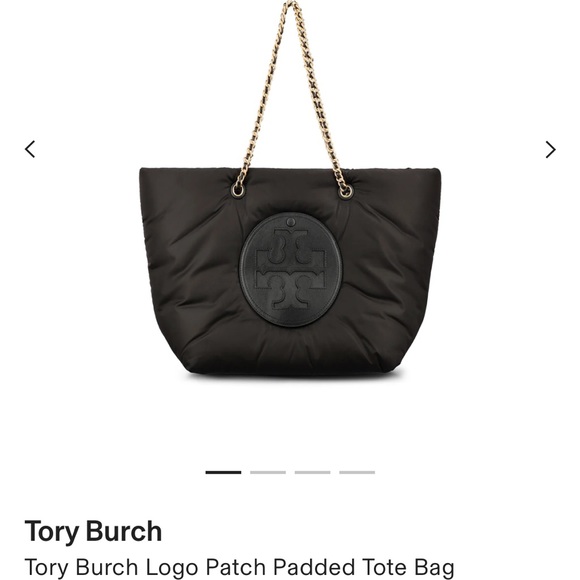 Tory Burch Black Logo Patch Padded Tote Bag - Picture 1 of 3